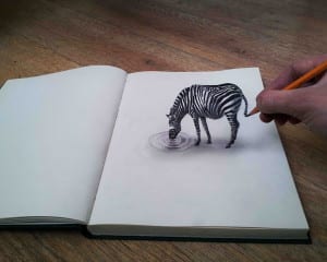 Gambar lukisan 3d dengan pensil