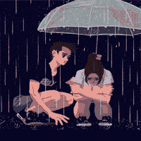 Animasi hujan bergerak romantis